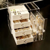 Acrylic Display Jewelry Stand 4 Trays With Drawers Organizer