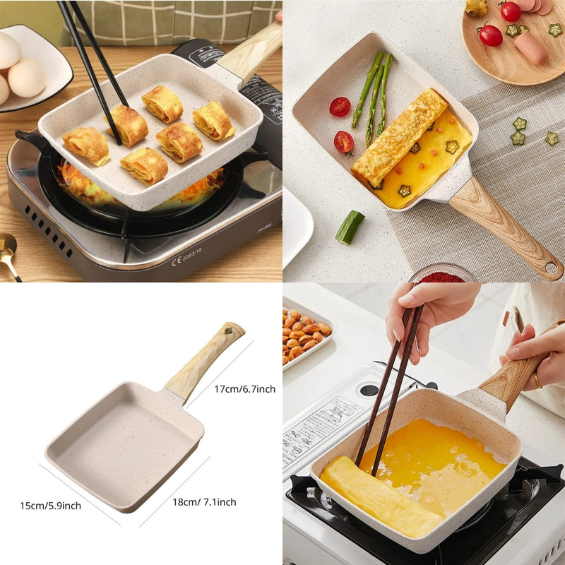 Square Shape Non Stick Fry Pan With Wooden Handle