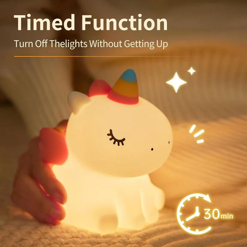 USB Rechargeable Cartoon Unicorn Silicone Lamp LED Light
