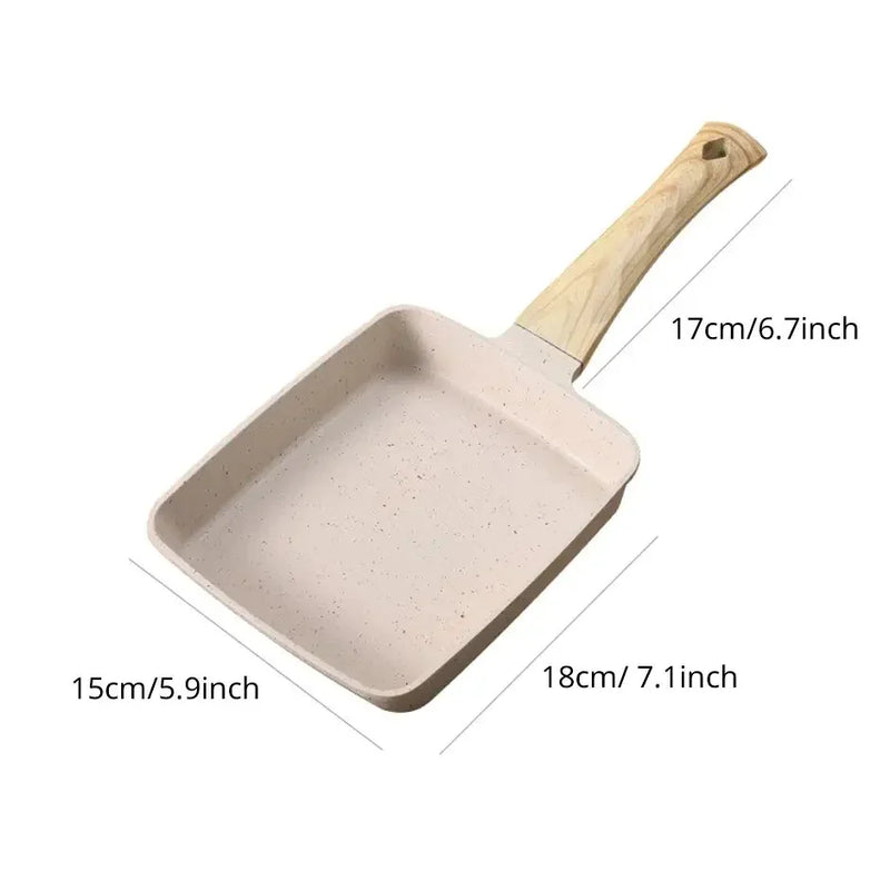 Square Shape Non Stick Fry Pan With Wooden Handle