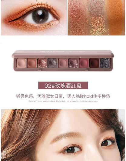 COLOR SIGN 9 Colors Glitter Eye Shadow Palette Shimmer Makeup High Pigment Eyeshadow