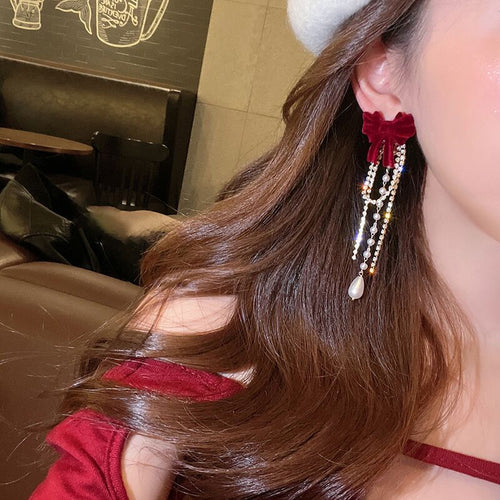 Velvet Bow Statement Premium Quality Korean Earrings