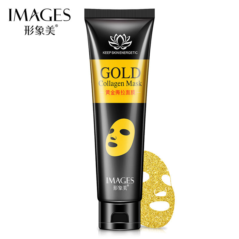 Images Gold Collagen Mask Purifying Acne Peel-off Mask Facial Deep Cleansing Blackhead Remover 60g