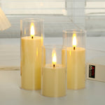 Led Flameless Candle Light With Glass Battery Powered Operated