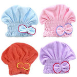 Hair Drying Hat Spa Towel Turban Cap Cute Bowknot Coral Velvet Micro-fiber