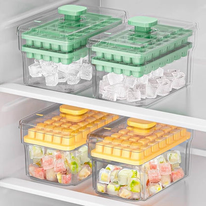 Creative One Button Press Type Double Layer Ice Cube Mold Ice Box With Lid Design Ice Cube Mold Tray