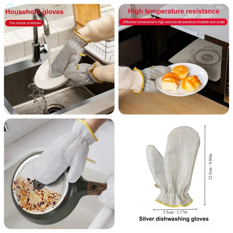 Multipurpose Silver Dishwashing Gloves Cleaning Gloves