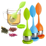 Silicone Leaf Stainless Steel Tea Infuser With Strainer Drip Tray