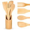 Bamboo Wooden Kitchen Cooking Spoon 4Pcs Utensils With Utensils Holder