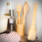 Bamboo Wooden Kitchen Cooking Spoon 4Pcs Utensils With Utensils Holder