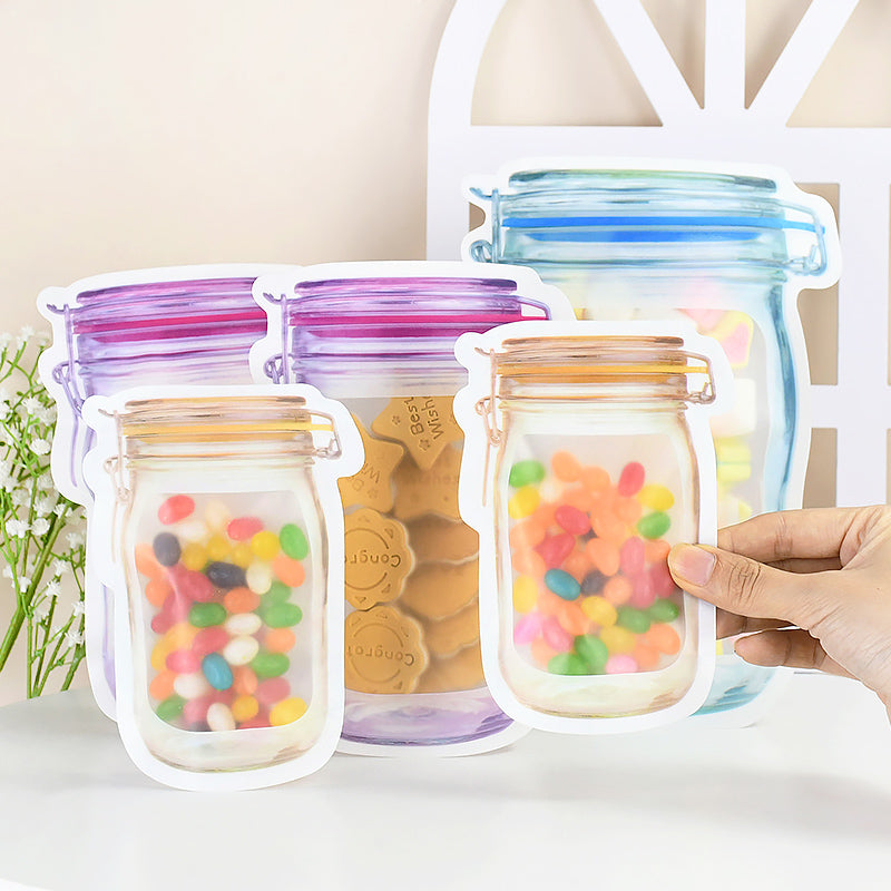 Ziplock Mason Jar Bags Reusable Food Storage Bags (Pack of 5)
