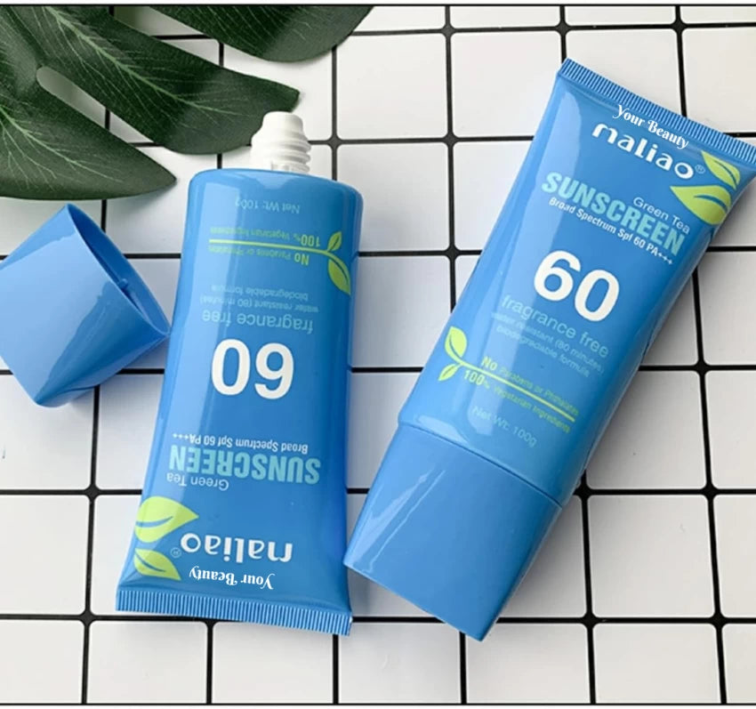 Maliao Green Tea Sunscreen | Broad Spectrum SPF 60 PA+++ | UVA & UVB Protection | Lightweight & Non-Greasy | Hydrating & Soothing Formula, 100g