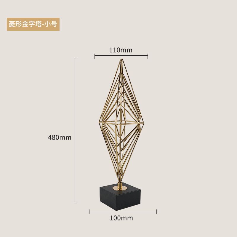 Metal Decorative Ornaments Pyramid Sculptures European Geometric Shape Decorative Piece