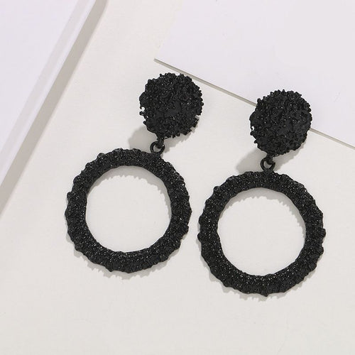 Fashion Jewellery Round Embroidered Earring black