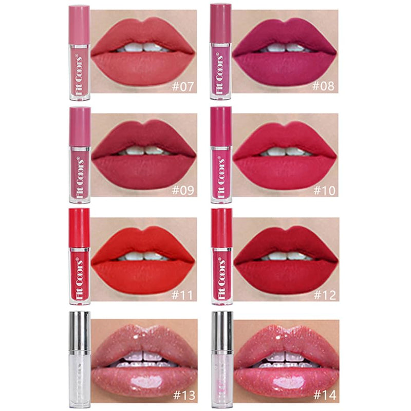 Fit Colors Matte Lip Gloss Pack Of 14Pcs Set