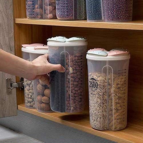 4 Compartment Storage Container Cereal Dispenser Jar 2500ml