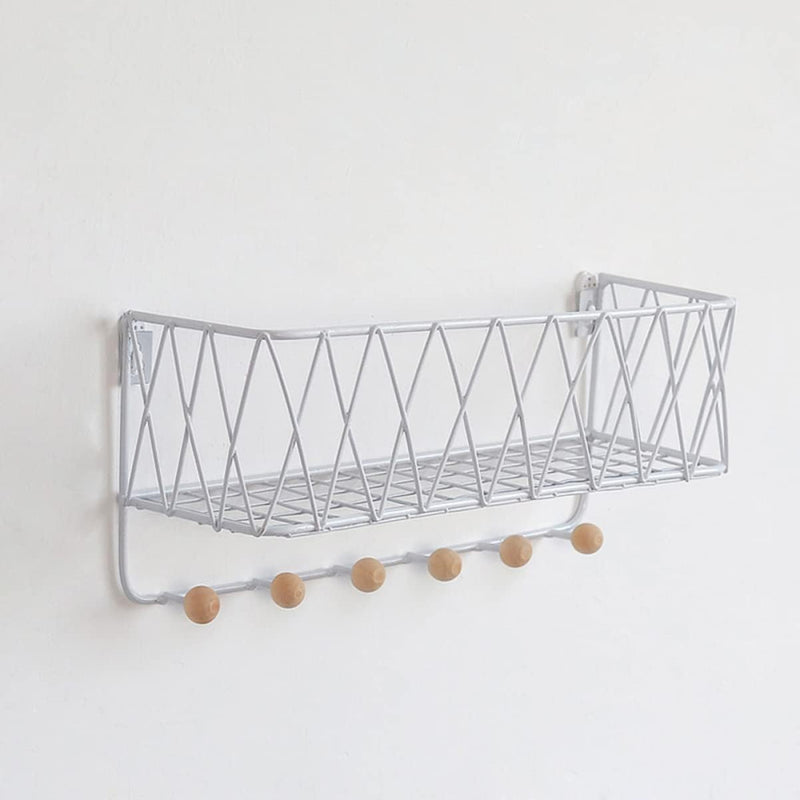 Wall Mounted Criss Cross Wall Shelf Storage Rack With Hook