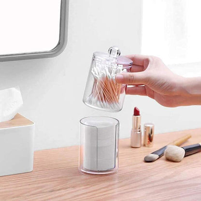 Multipurpose Acrylic Makeup Removal Cotton Buds Cosmetic Storage Box Holder With Lid