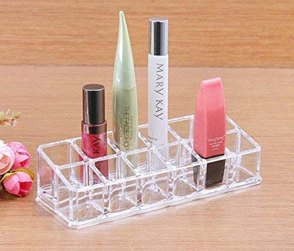 Cosmetic Make Up Clear Acrylic Lipstick Nail Paint Organizer with 12 Sections