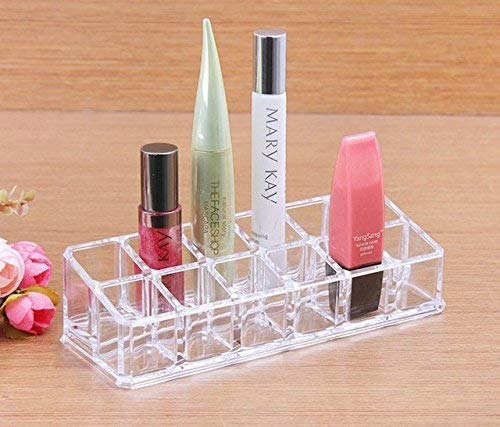 Cosmetic Make Up Clear Acrylic Lipstick Nail Paint Organizer with 12 Sections