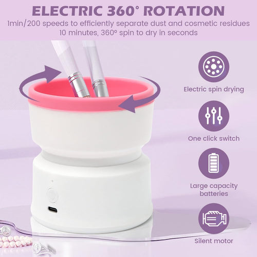 Portable Electric USB Makeup Brush Cleaner Machine Use 5V2A Adapter Or Power Bank