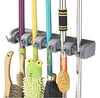 Multipurpose Wall Mounted Mop Holder Hanging Broom Holder Stand 5 Positions with 6 Hooks