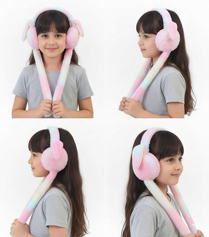 Kids Winter Plush Bunny Ear Earmuffs with Long Paws Soft Warm Noise-Reducing Ear Warmer