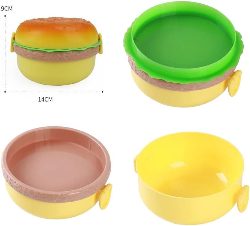 Burger Shape Double Layer Plastic Lunch Box with Spoons + Folding Collapsible Magic Cup & Mug Glass for Kids + Multicolor Flashing Light Mosquito Repellent Bracelet Cute Mosquito Repellent Watch