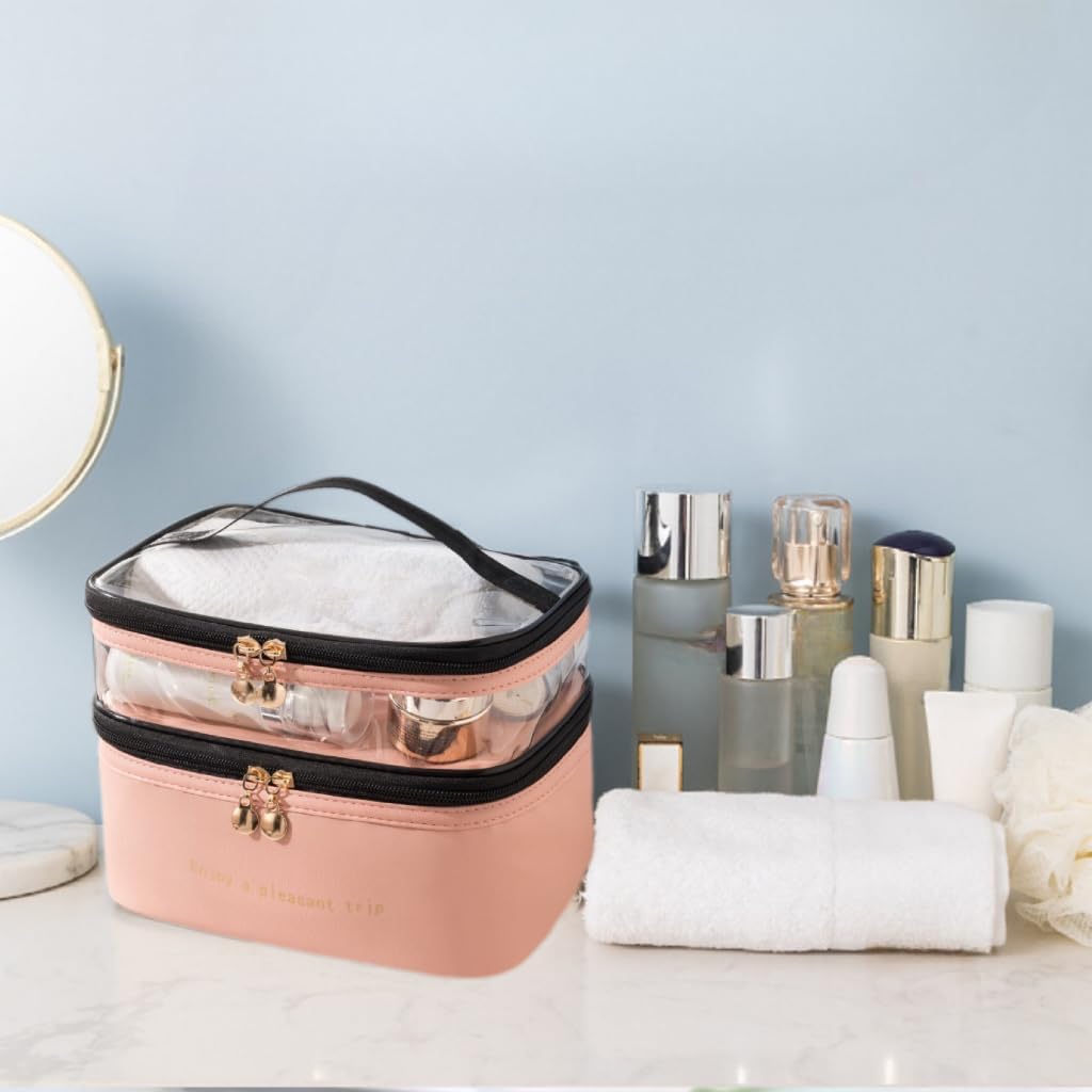 Multifunctional Double Zip 2 Layer Cosmetic Pouch Makeup Bag Organizer