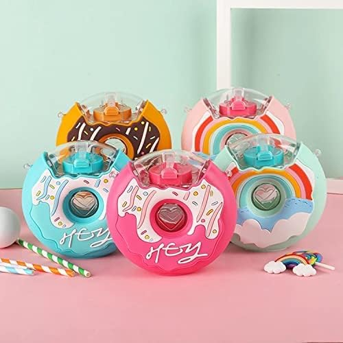 Silicone And Plastic Delicious Kids Donut Sipper Water Bottle With Straw