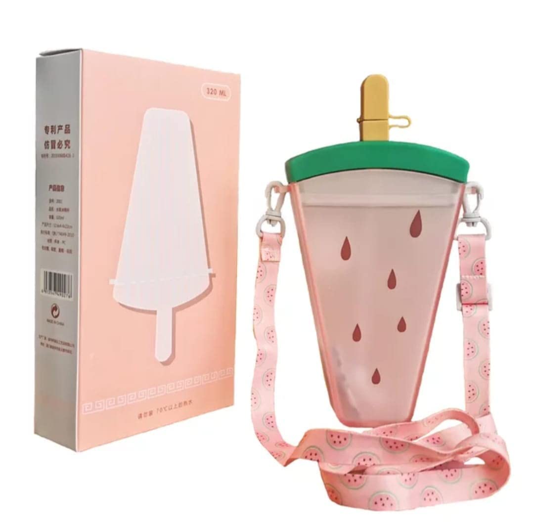 Cute Ice Cream Bottle With Straw 320ml