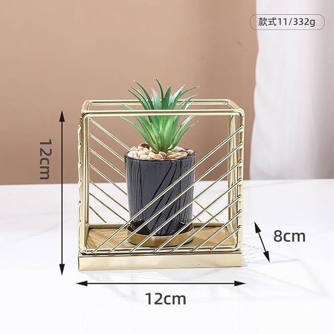 Gold Metallic Nordic Mini Artificial Cute Iron Planter Pot Greenery Potted Plant Holder Stand