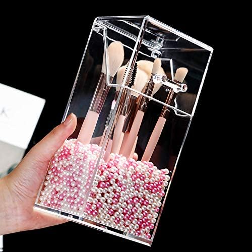 Acrylic Makeup Brush Holder Storage Box With Pearls