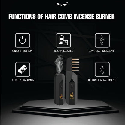 2 in 1 Hair Electronic Comb Incense Burner &amp; Home Diffuser Rechargeable
