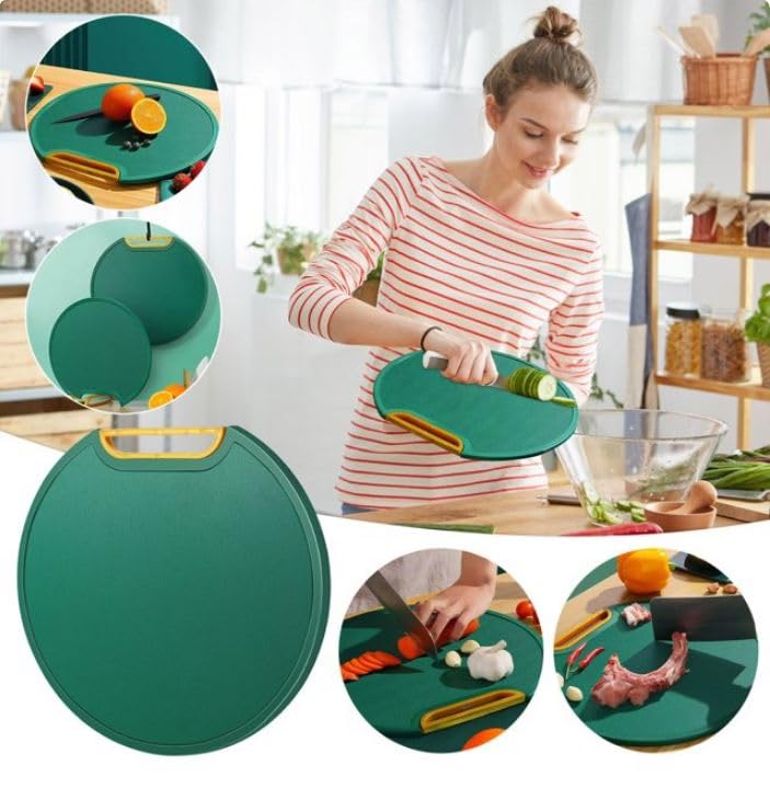 Round Shape Double Sided Cutting Chopping Board With Easy Grip Handle