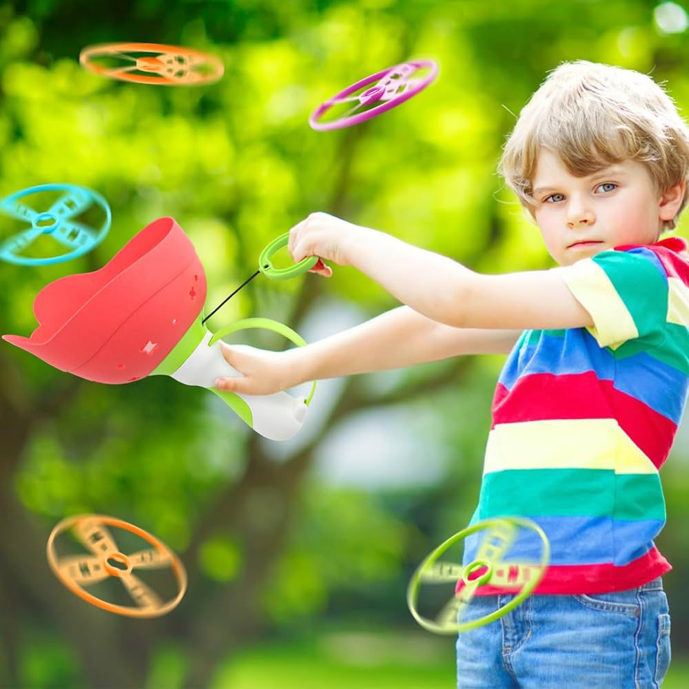 Flying Disc Launcher Toys Manual Capture Catching Outdoor Games For Kids