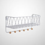 Wall Mounted Criss Cross Wall Shelf Storage Rack With Hook