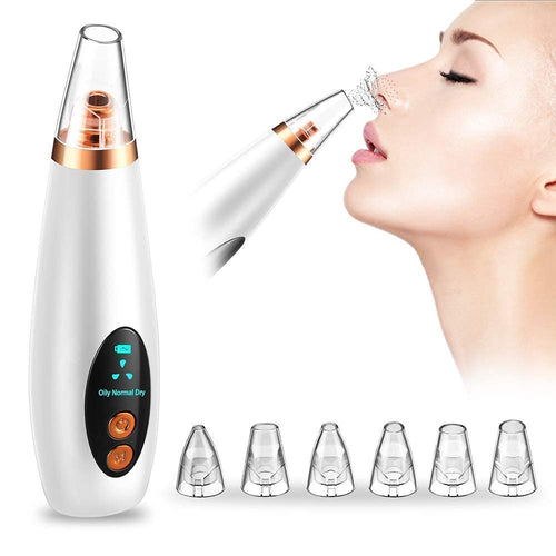 Multifunctional USB Rechargeable 6in1 Cleaning Blackhead Remover Device With Vacuum Suction Tool