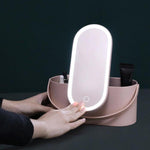 Travel Makeup Case Cosmetics Organizer With LED Light Mirror Cosmetic Box