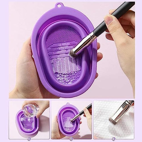 Silicone Foldable Makeup Brush Cleaning Pad Bowl