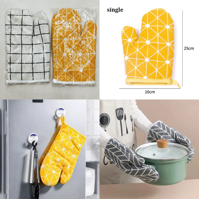 Heat Resistant Cotton Microwave Oven Gloves Oven Pot Holder Baking Glove