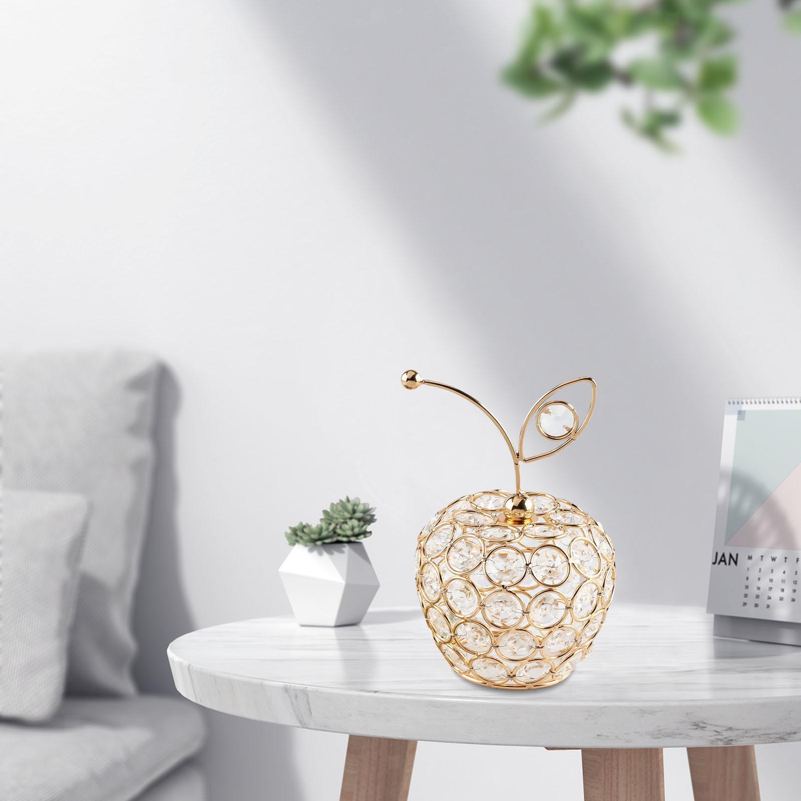 Gold Crystal Apple Ornament Artificial Fruit Figurine Tabletop Centerpiece For Home Decor