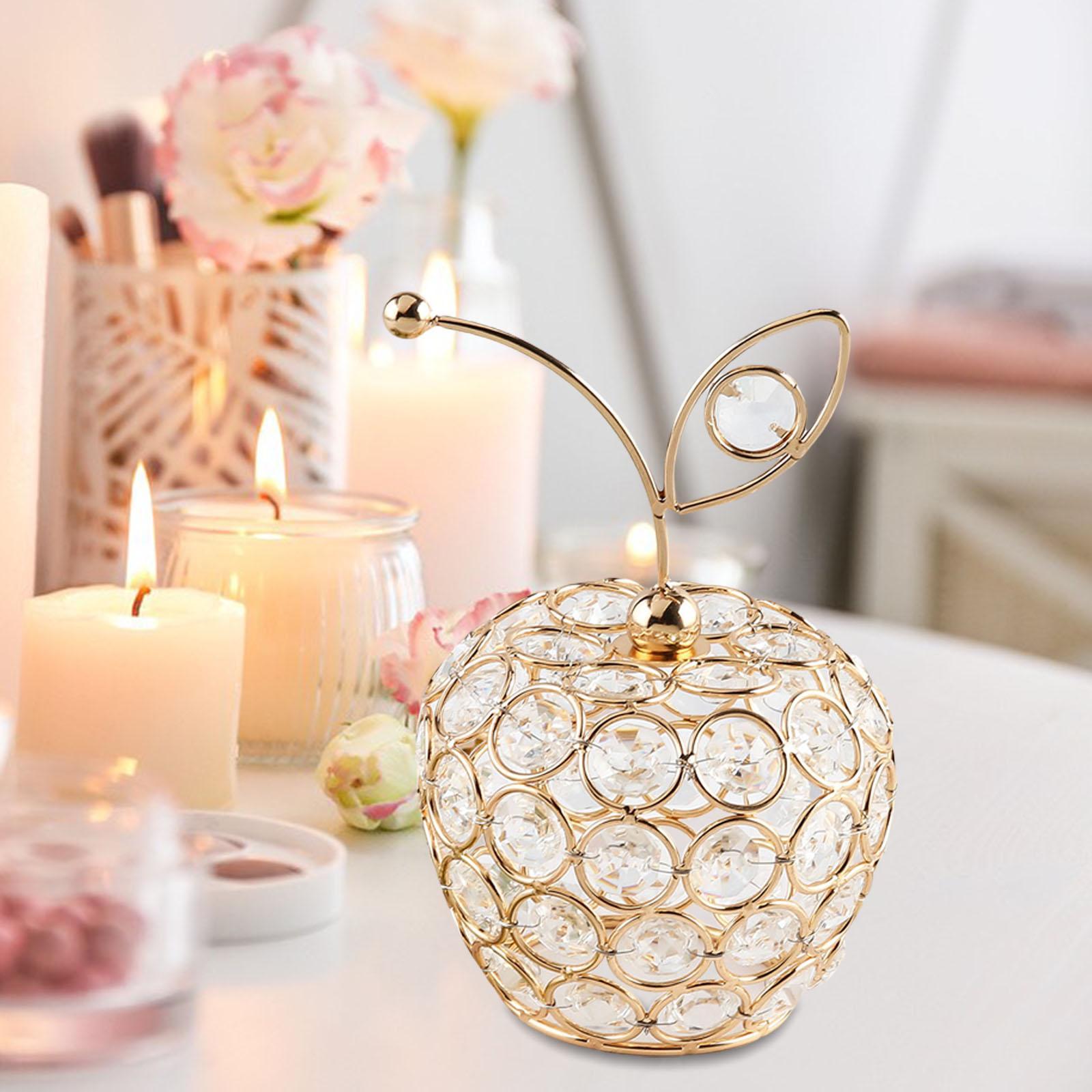 Gold Crystal Apple Ornament Artificial Fruit Figurine Tabletop Centerpiece For Home Decor