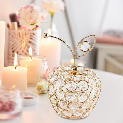 Gold Crystal Apple Ornament Artificial Fruit Figurine Tabletop Centerpiece For Home Decor