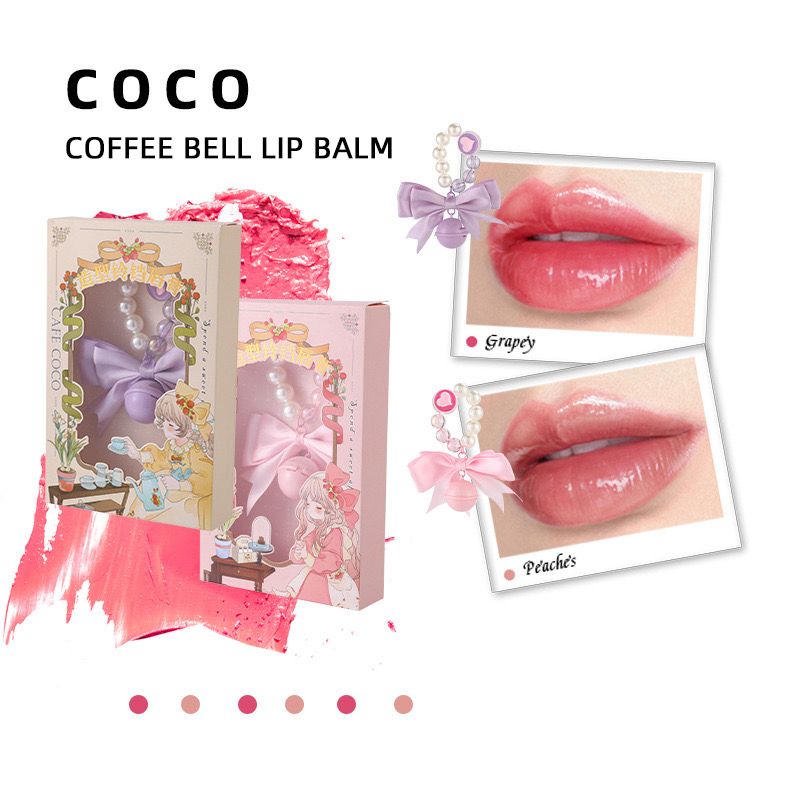 CAFE COCO Portable Bell Lip Balm Moisturizing Hydrating Long-Lasting Lip Balm Mirror Sce Replenishment Water-Rich Lip Blamurfa