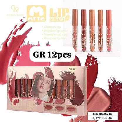 Qoiden Rose Matte 12Pcs Lipgloss Set