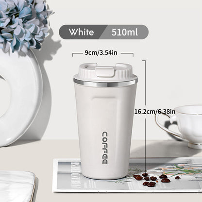 Double Stainless Steel Coffee Cup Vacuum Flask Leak-Proof Non-Slip Office Coffee Mug Car Travel Thermal Cup