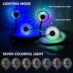 Portable Rechargeable Neck Fan With 7 Wings And RGB Lights