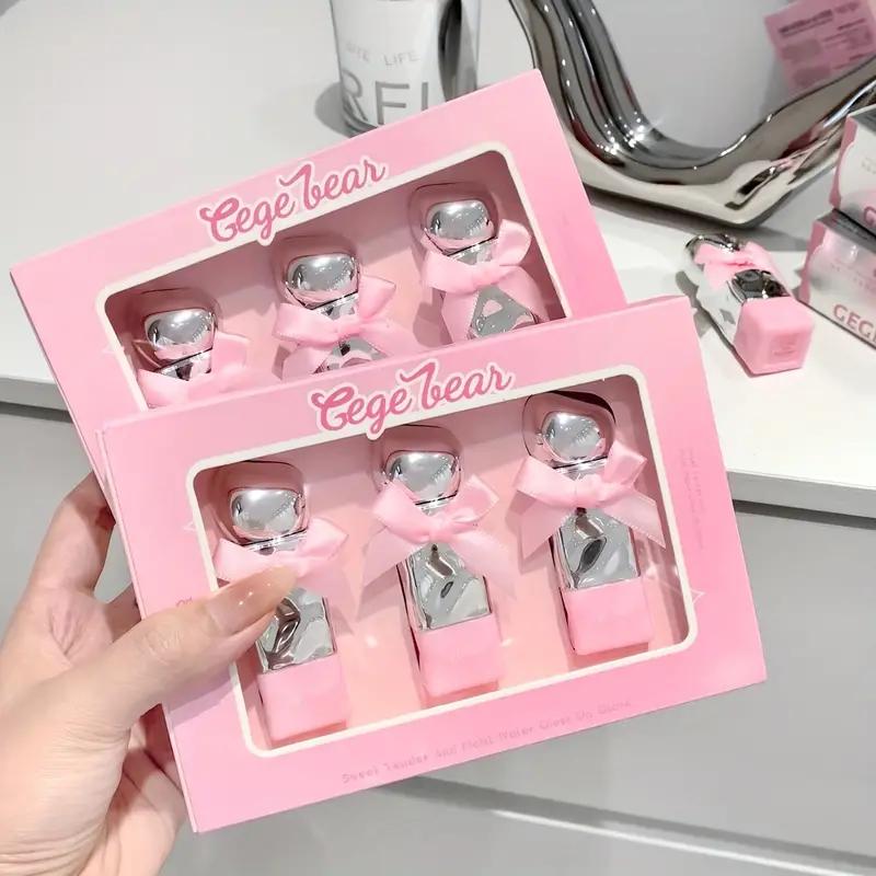 Gege Bear Bow Knot Lip Gloss 3Pcs Set