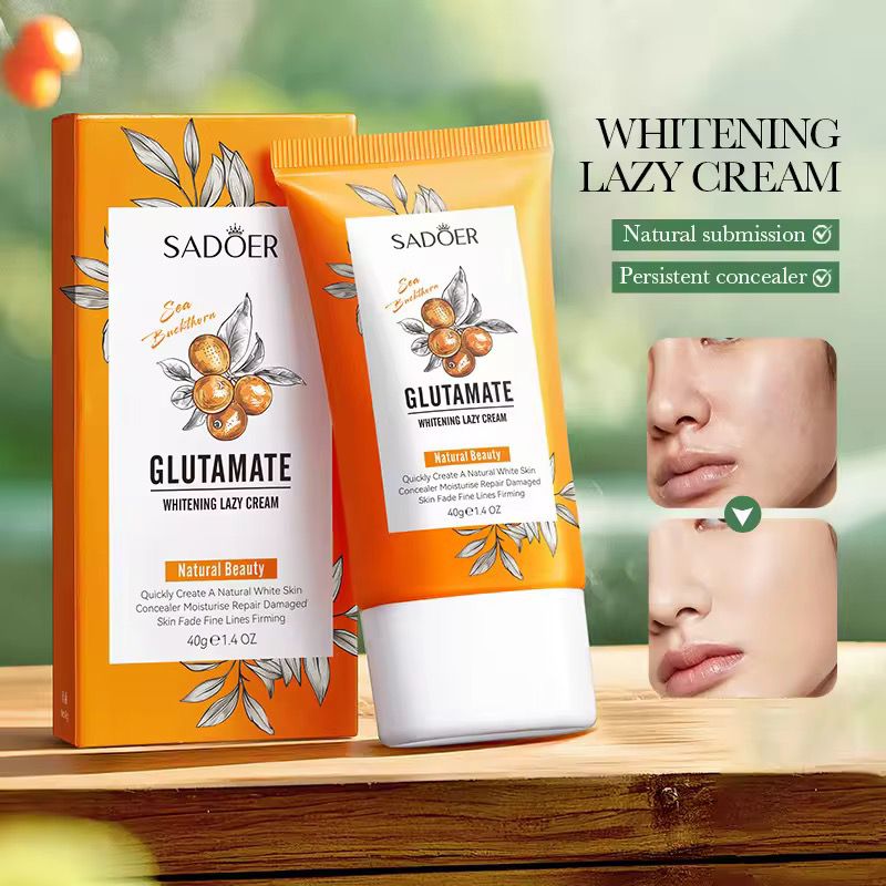 SADOER Face Cream Lotion Sea Buckthorn Glutamate Nourishing Tender Smooth Brightening Lazy Tone Up Cream